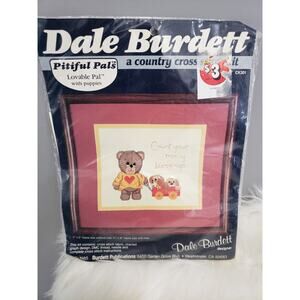 NEW COUNT YOUR BLESSINGS dog puppy bear‎ love Pitiful Pals Cross Stitch Kit Vtg
